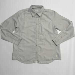 Mountain Hardwear Shirt Mens Large Gray Long Sleeve Button Zip Pocket Hiking